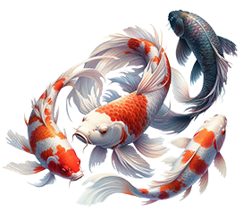 four Koi fish drawings clipart