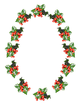 free Christmas border with holly berries and leaves