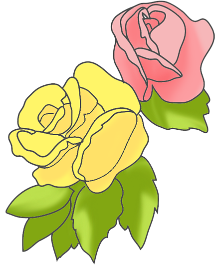 Pink and yellow rose clipart