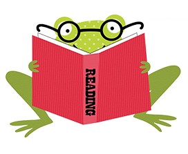 frog reading school clipart