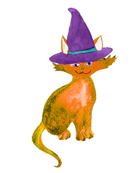 funny cat with witch hat