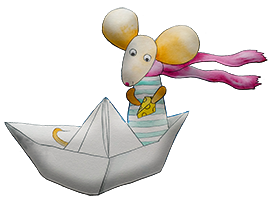 funny little mouse in paper boat