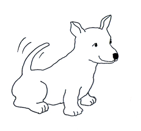 Small funny happy dog sketch