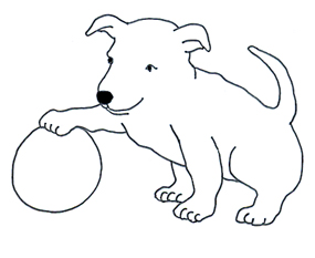 Drawing of puppy with ball