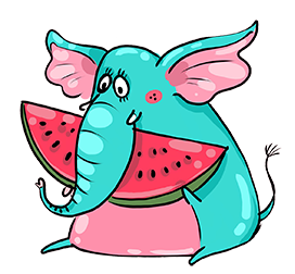 funny elephant eating watermelon