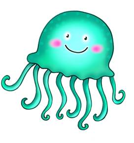 funny green jellyfish with face