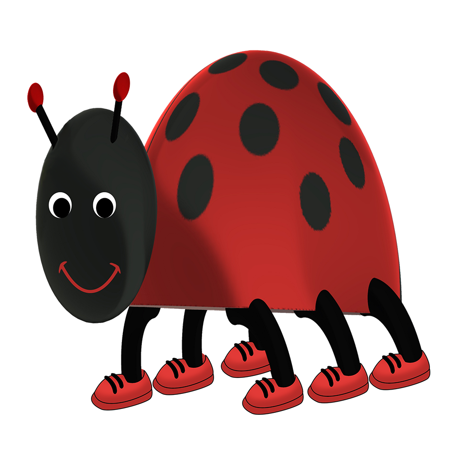 funny ladybug cartoon with shoes