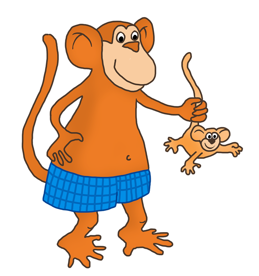 funny monkey clip art with young monkey