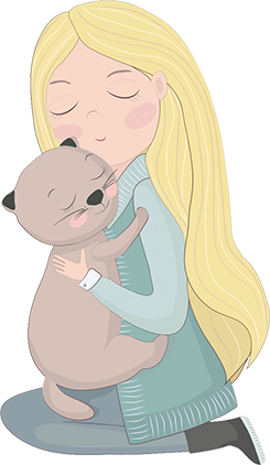 girl and cat clipart