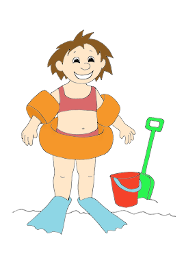 girl at the beach clipart