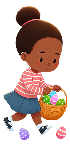 clipart girl on Easter egg hunt