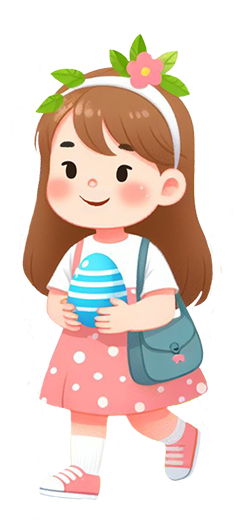 clipart girl on egg hunt at Easter