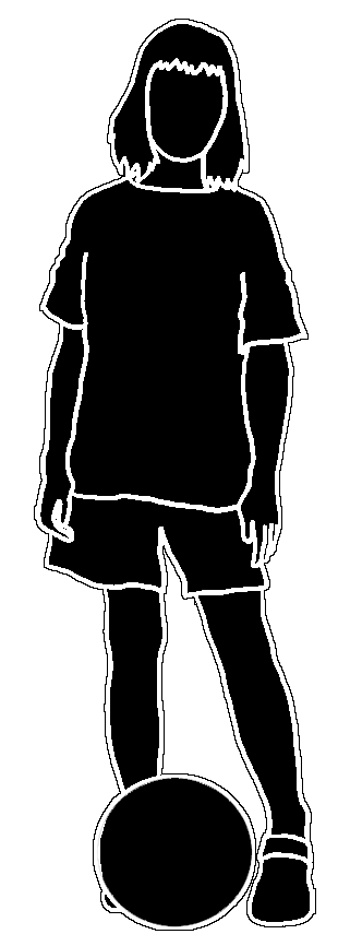silhouette of girl with ball black white stroke