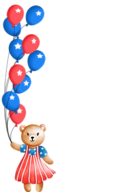 Teddy girl with 4th of July balloons