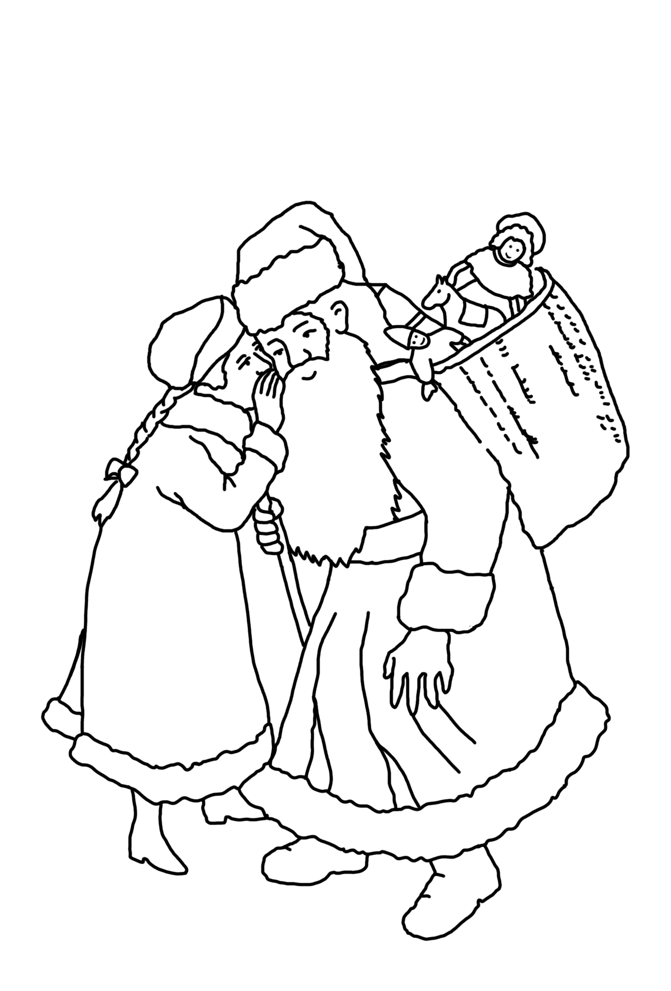 christmas coloring pages girl with santa claus