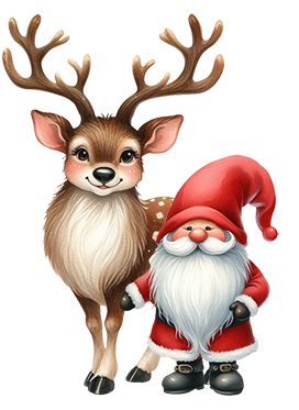 Christmas gnome clipart with reindeer