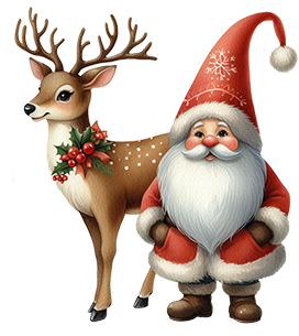 Christmas gnome and reindeer clipart