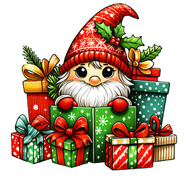 Christmas gnome with Christmas presents