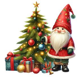 christmas gnome with Christmas tree clipart