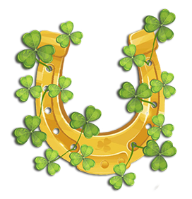 golden horse shoe with shamrock