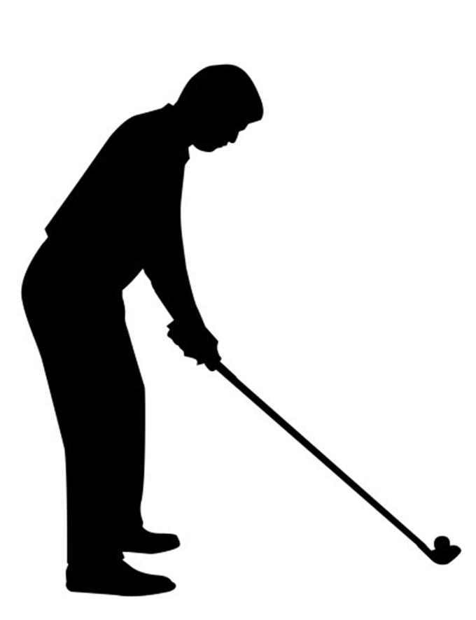 silhouette of ready golf player