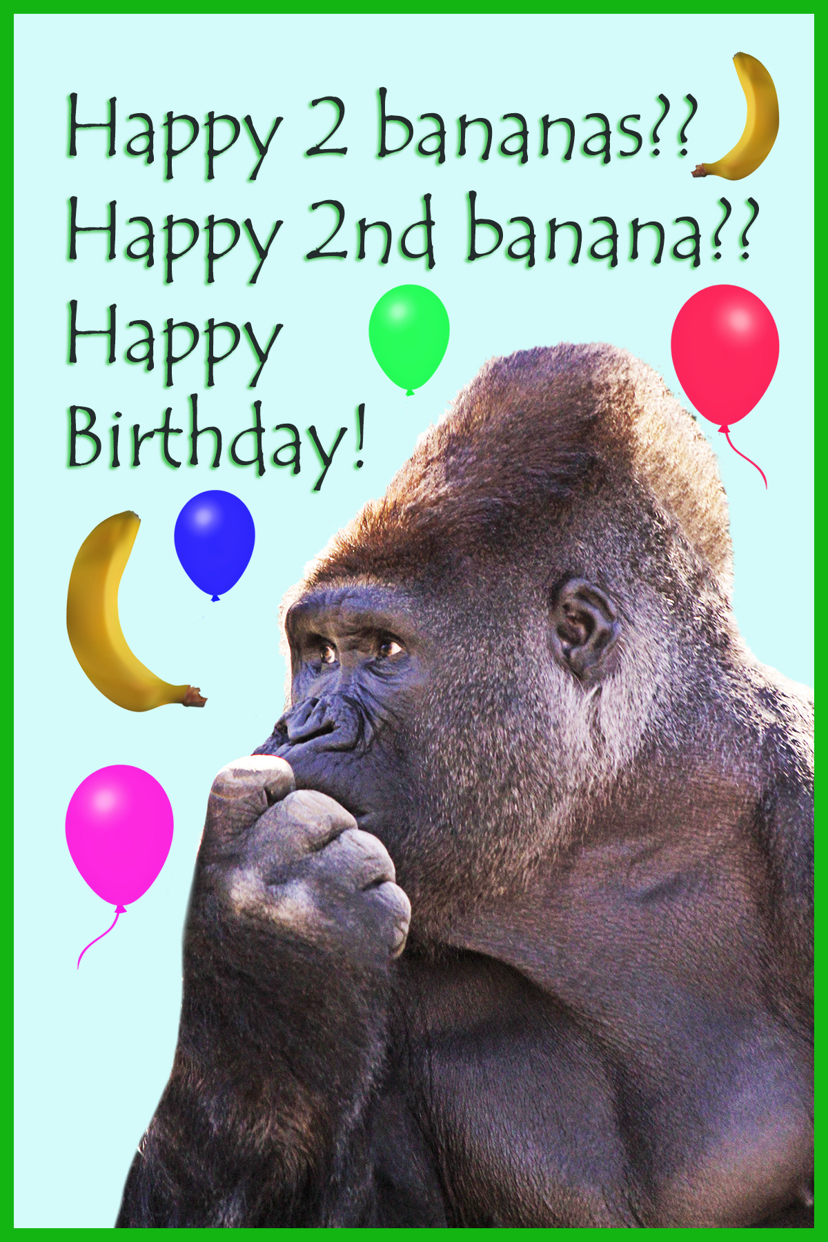 Gorilla 2nd birthday card