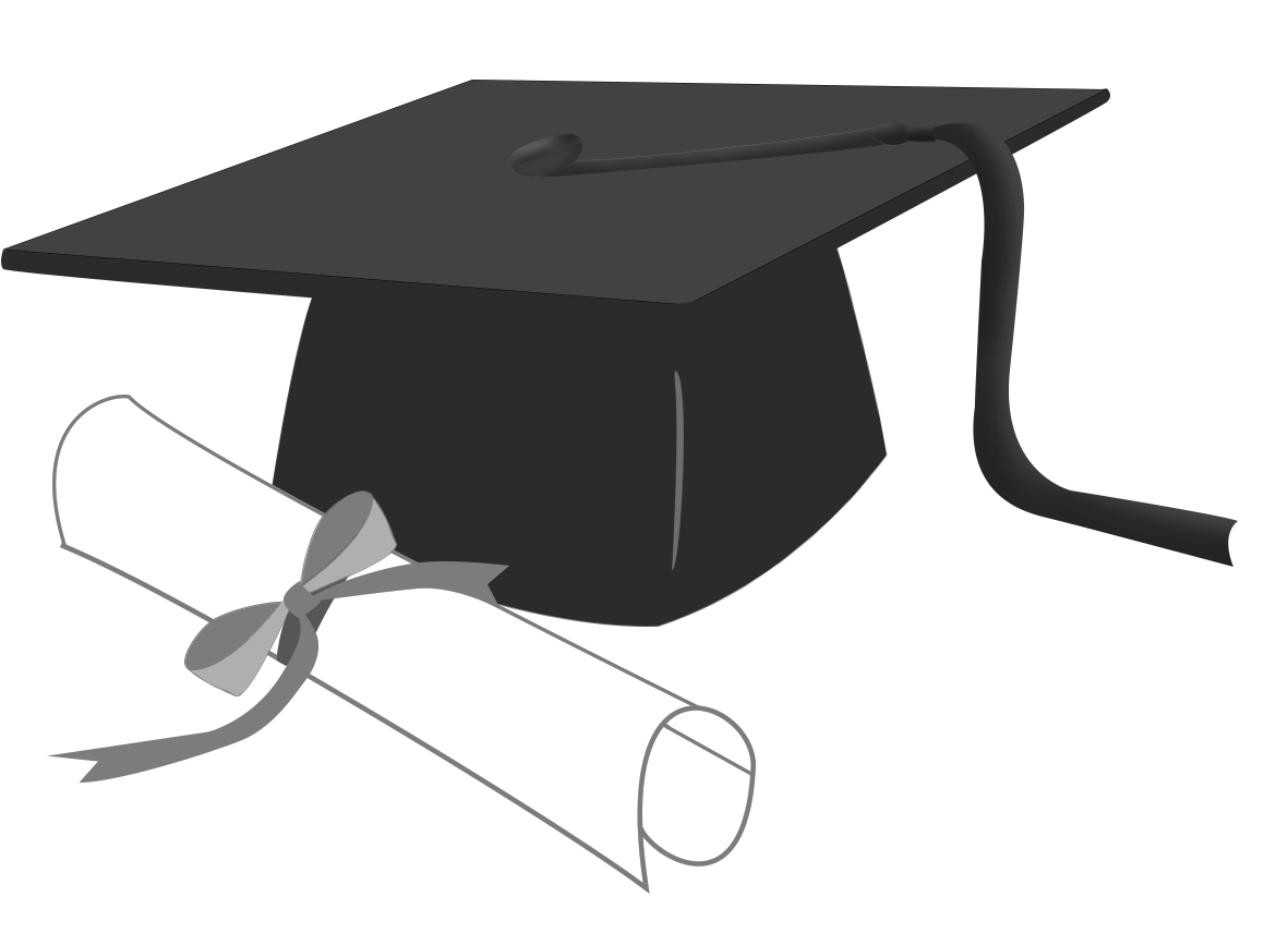 graduation cap and diploma clipart