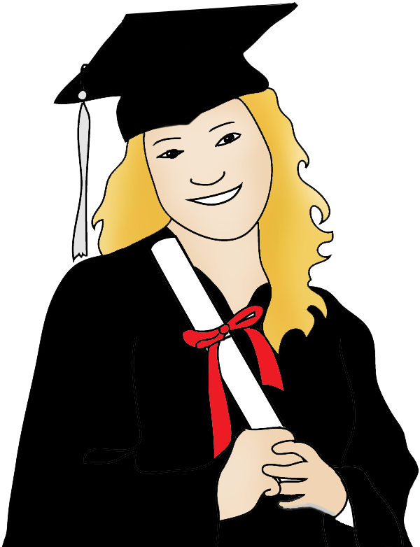 graduation clipart color girl with diploma