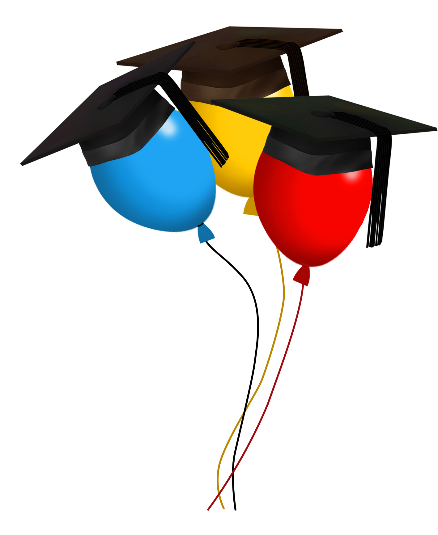 graduation day balloons red-blue-yellow