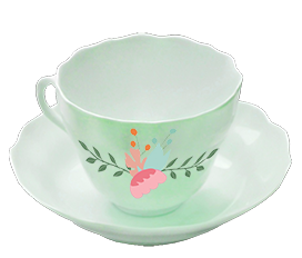 green decorated tea cup 