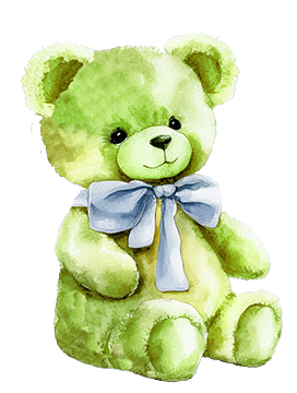 green Teddy bear blue bow