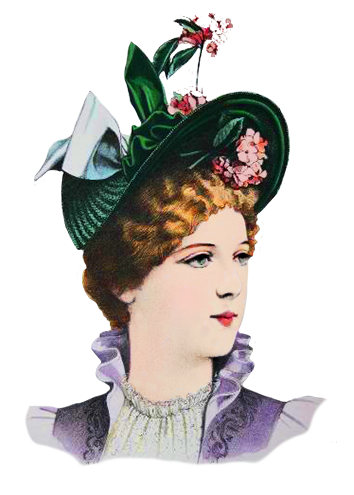 green Victorian hat with flowers