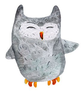 grey watercolor owl drawing