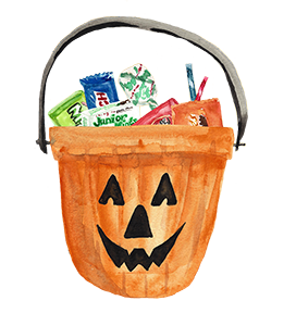 watercolor Halloween basket