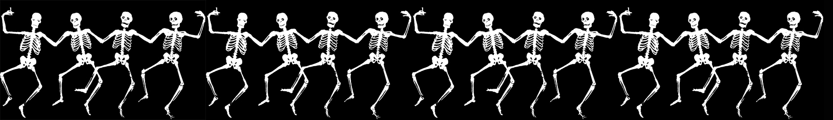 Halloween border with dancing skeletons