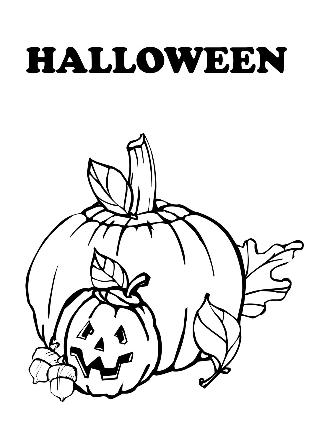 coloring page with carved pumpkins