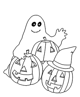 Halloween coloring page ghost pumpkins
