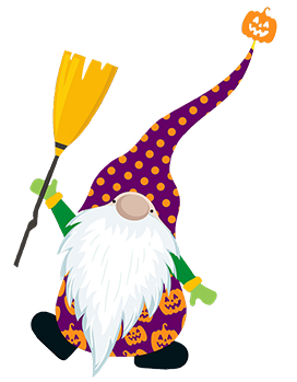 Halloween gnome with broom