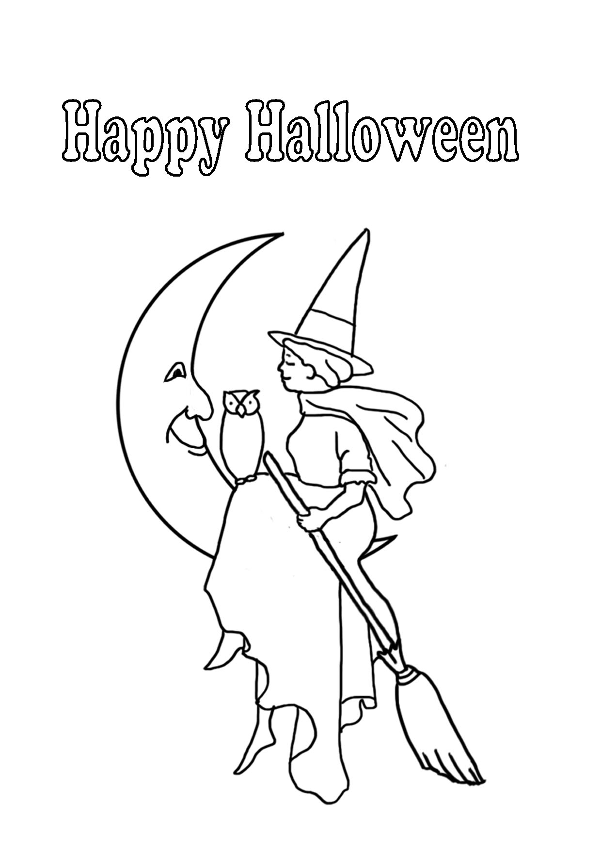 Halloween witch visiting the man in the moon