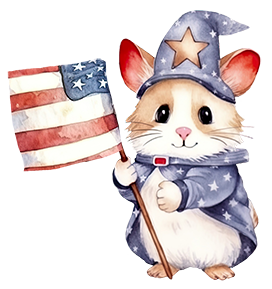 very cute hamster for 4th of July clipart