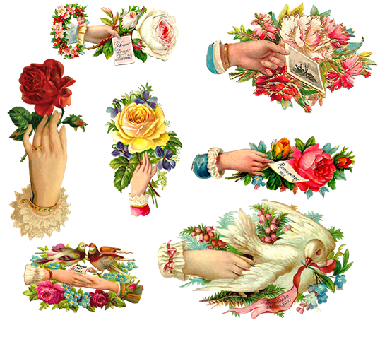 hands and flower clipart Victorian