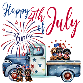 happy 4th of July truck dachshunds