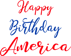 Happy birthday America text