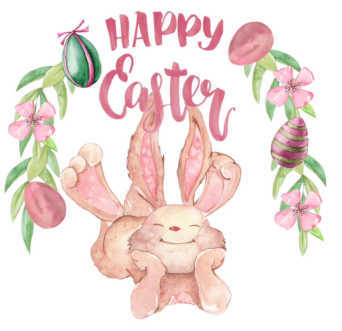 happy Easter clipart bunny flowers eggs