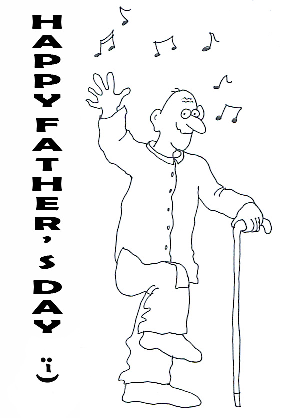 happy father's day greeting dancing old man