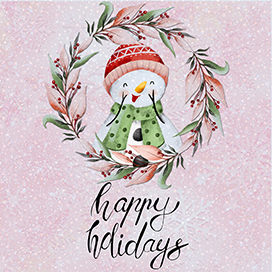 Happy Holidays clipart with snowman