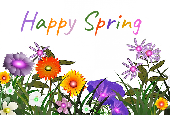 happy spring with flowers