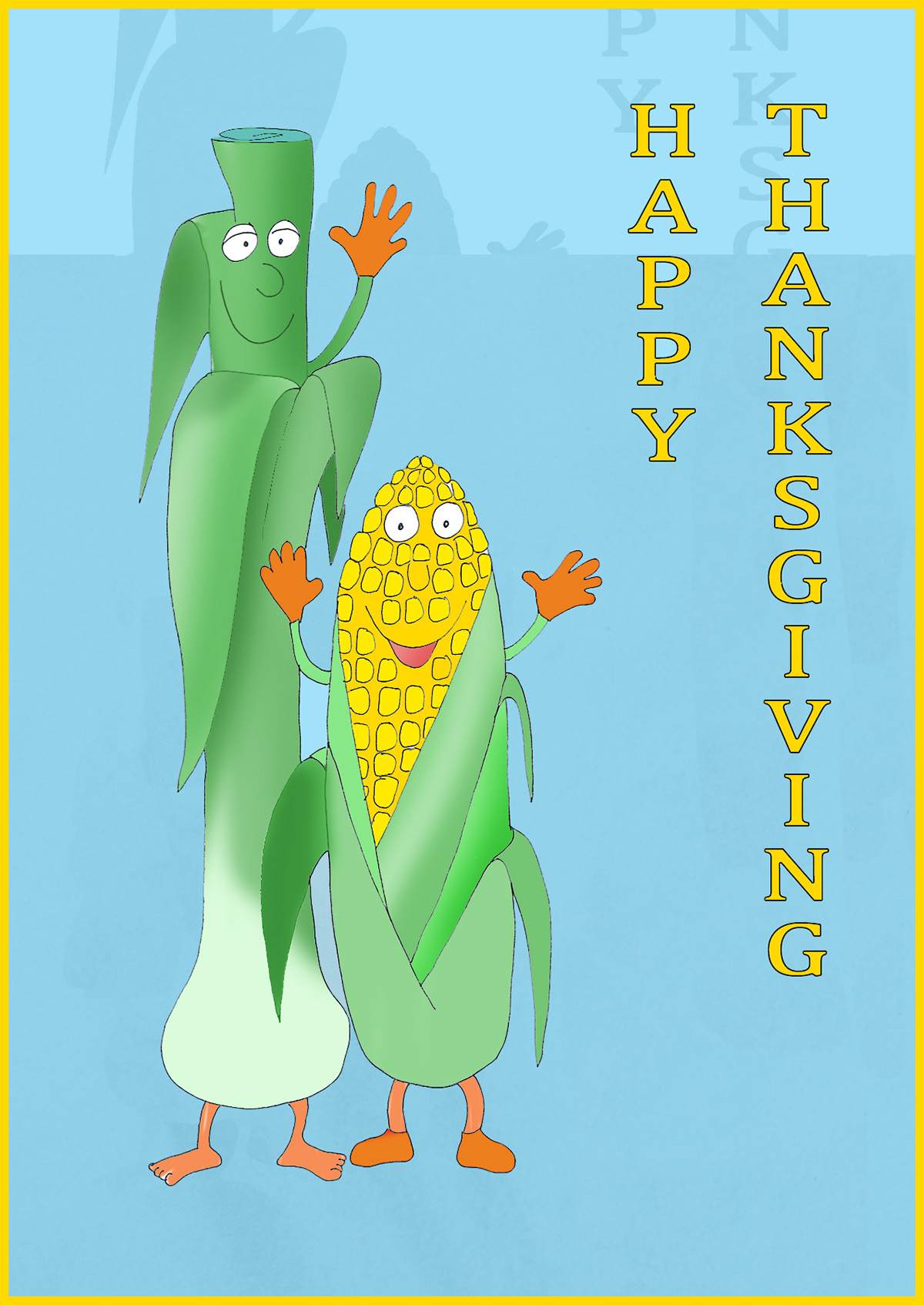 Happy thanksgiving card with corn and porridge