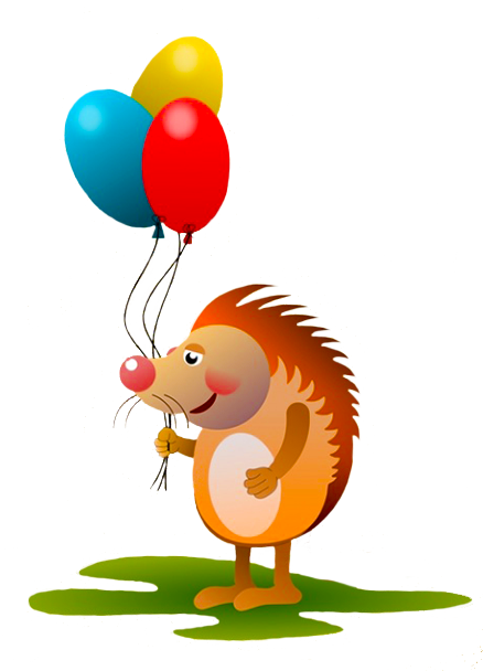 hedgehog with birthday balloons