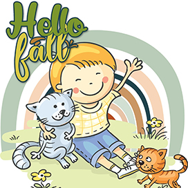 hello fall clipart boy with cats
